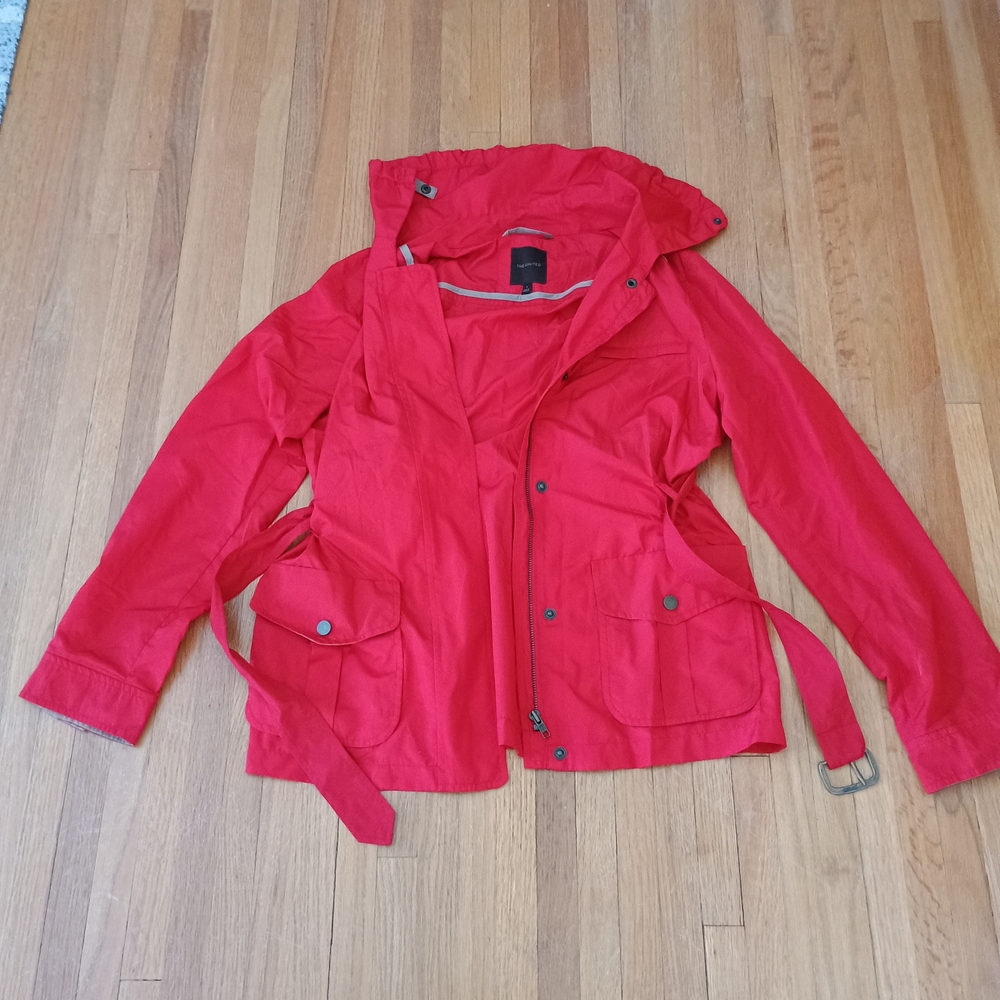 The Limited Women's Red Windbreaker Nylon Jacket With Belt